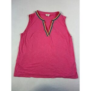 Boden Pink Sleeveless Tank Top Women's Size US 16/18 Rainbow V-Neck Casual